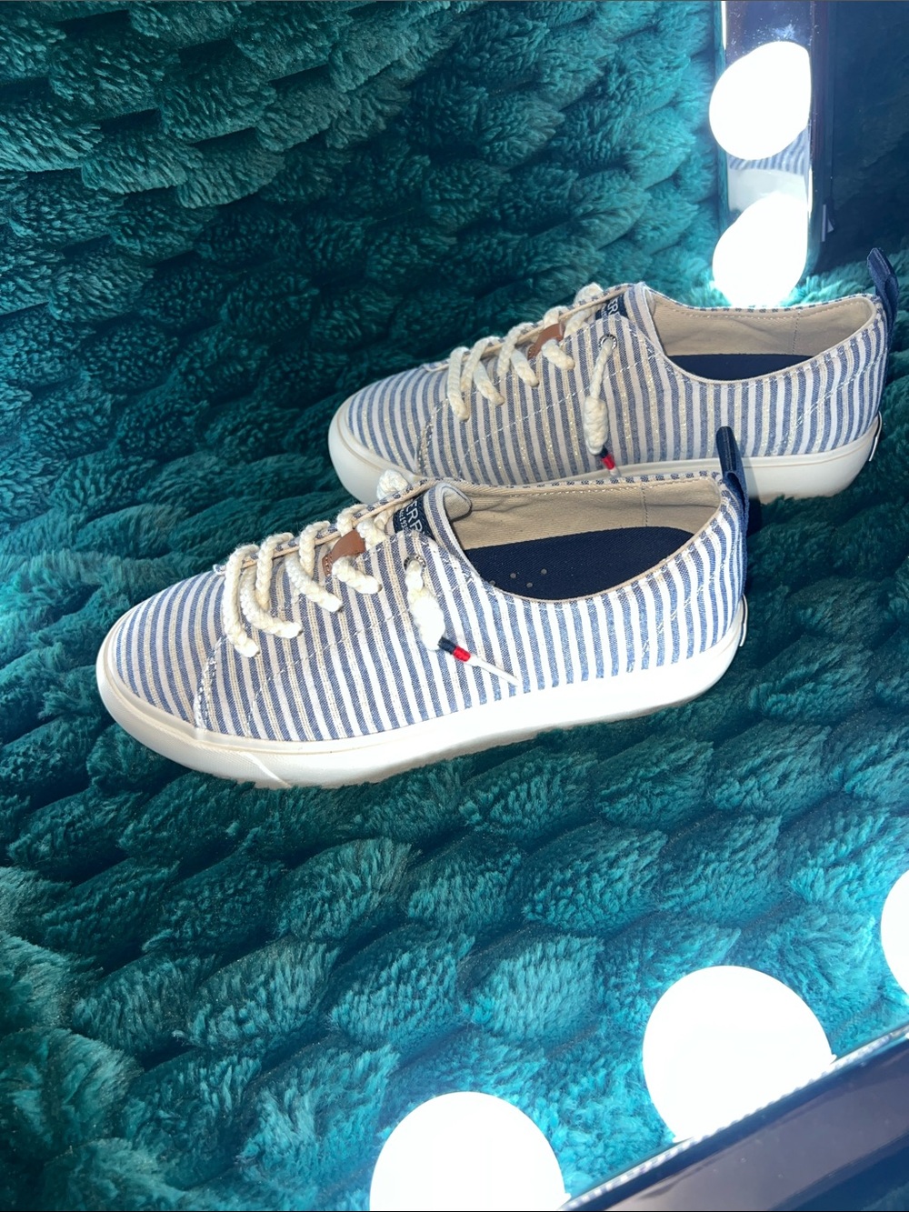 Sperry Blue & White Striped Lace-Up Sneakers